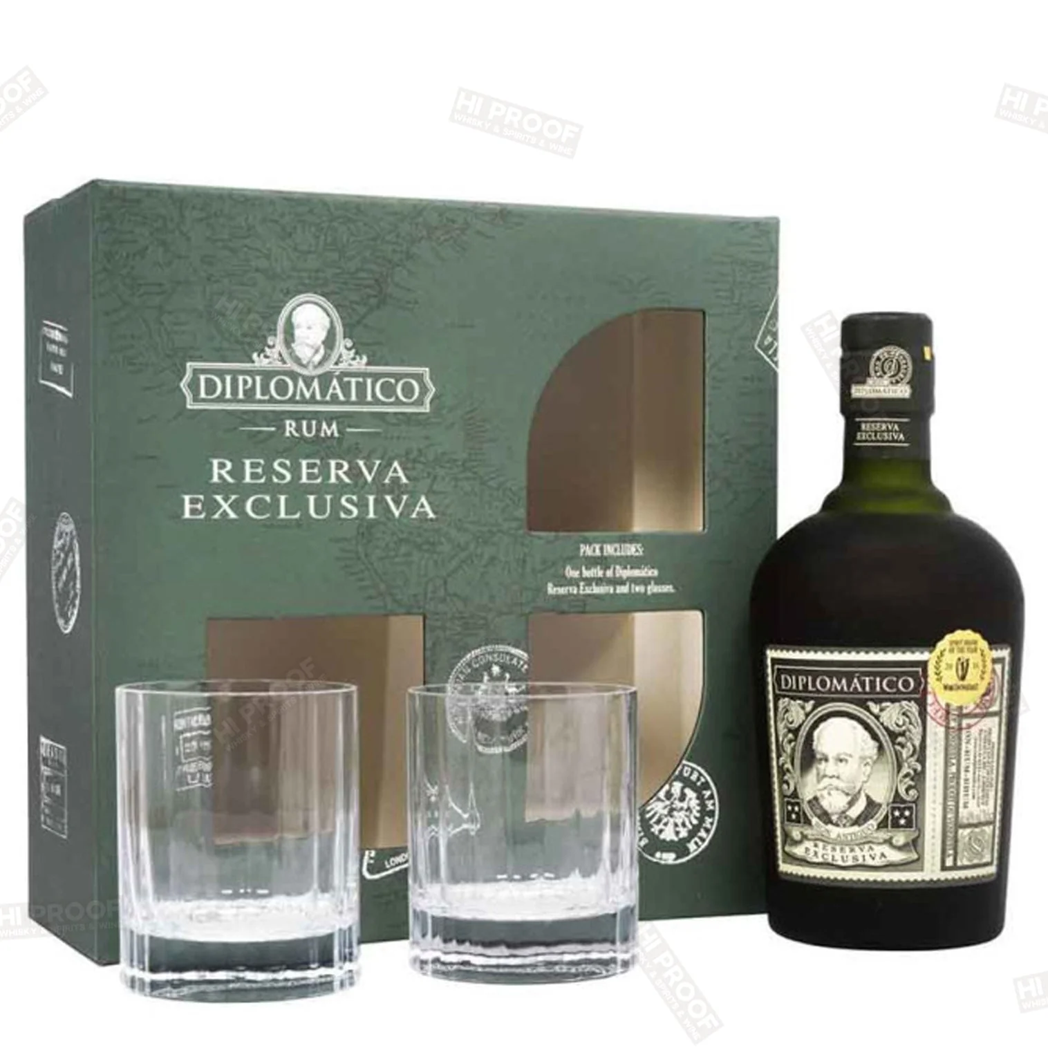 Diplomatico Reserva Exclusiva Rum /w 2 Glsses Gift Set 750 ml