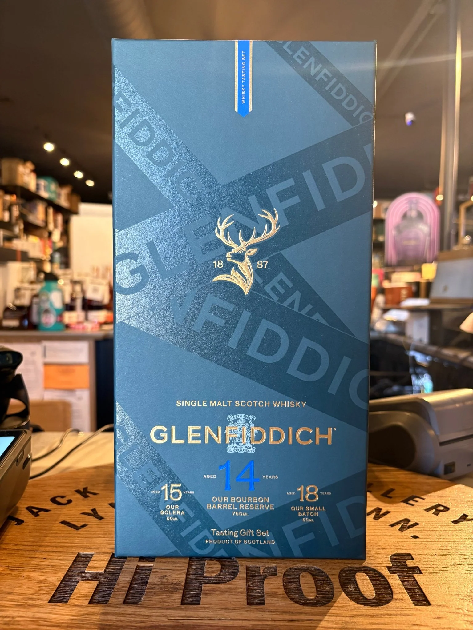 Glenfiddich Bourbon Barrel Reserve 14 Year Old Single Malt Scotch Whisky 750ml with 15 Year 50ml & 18 Year 50ml Gift Pack