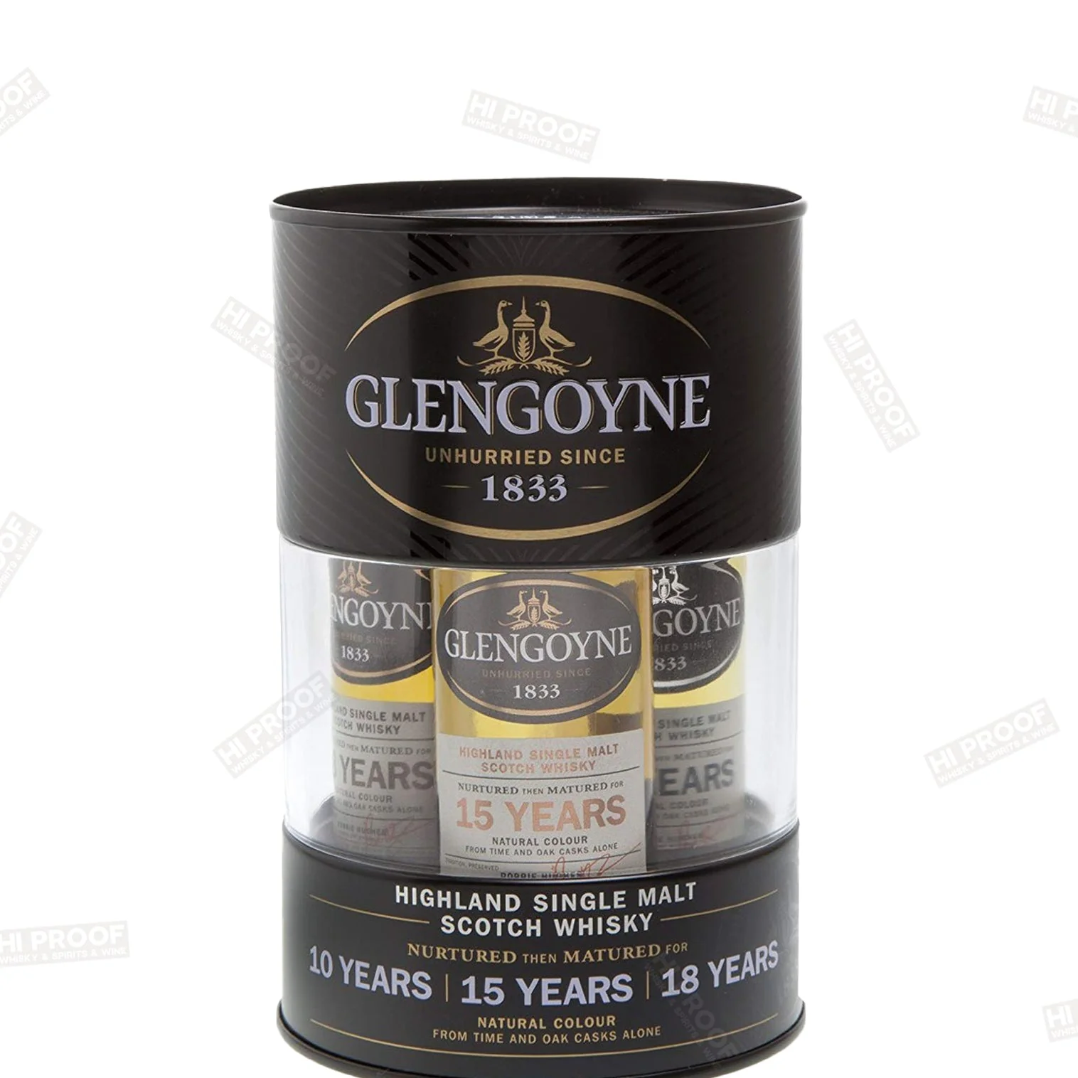 Glengoyne Tin Pack Miniature 10 Year, 15 Year, 18 Year