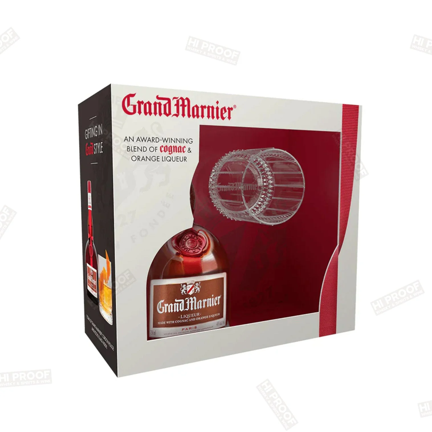 Grand Marnier Liqueur with Rock Glass Gift Set 750ml