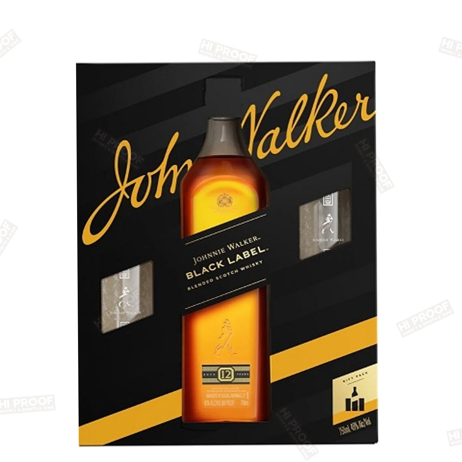 Johnnie Walker Black with 2 Glasses 750ml