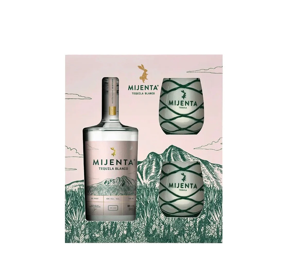 Mijenta Tequila Blanco Gift Box with 2 Glasses 750ml - Instore Pickup Only