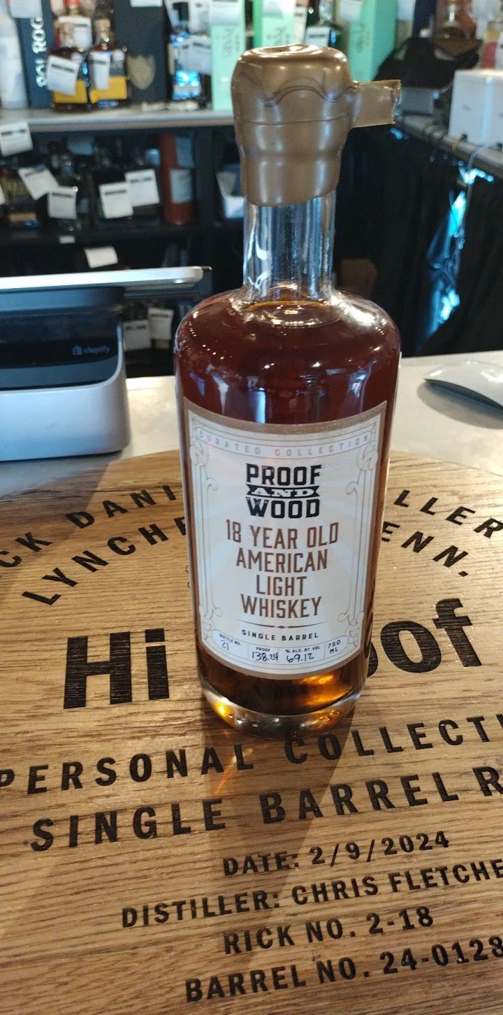 Proof & Wood 18 Year American Light Whiskey Single Barrel Barrel Proof Hi Proof Store Pick 750ml