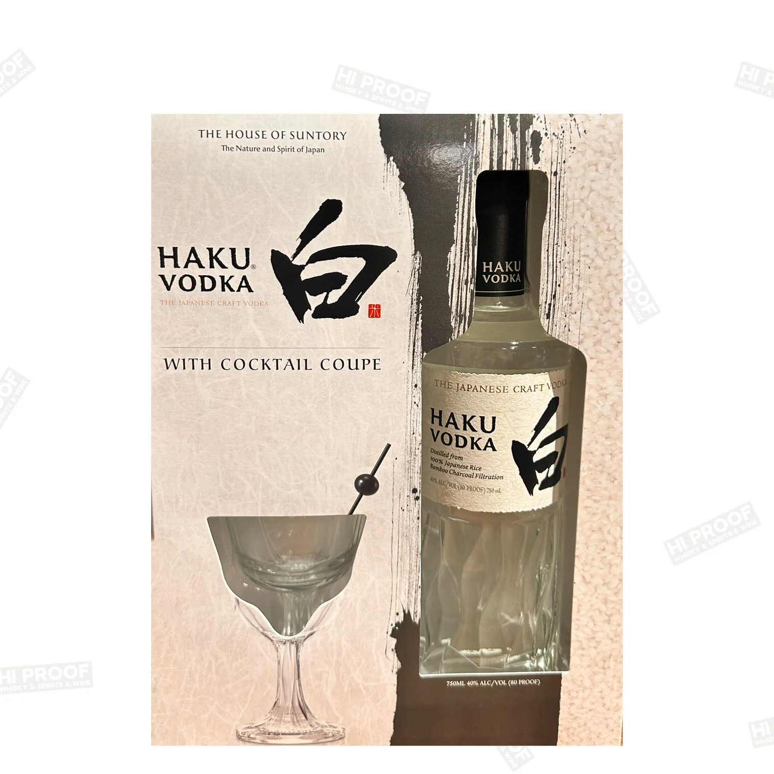 Suntory Haku Japanese Vodka Gift Pack with Cocktail Coupe
